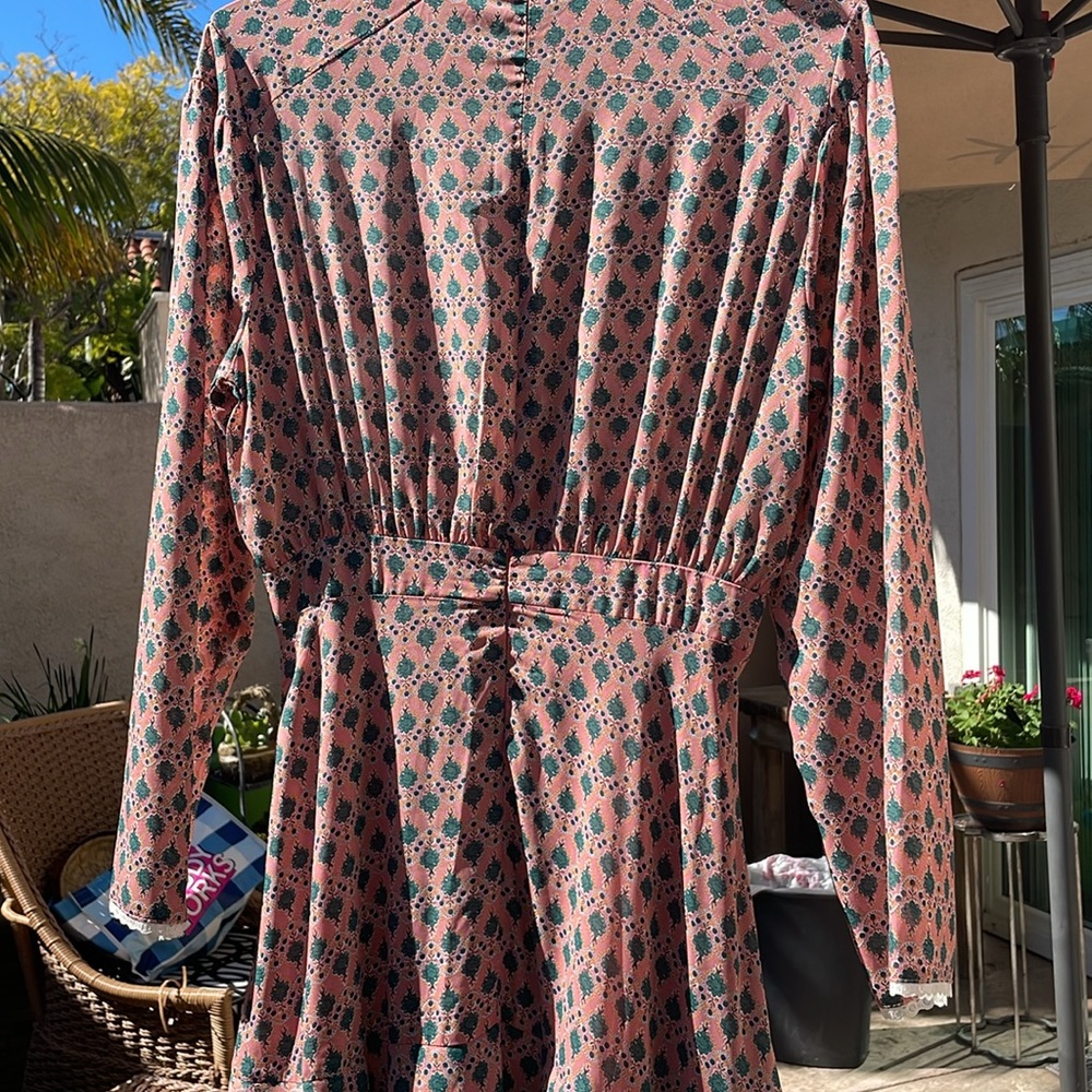 Sister Jane Pink & Blue Geometric Ruffle Midi Dress - Picture 9 of 14